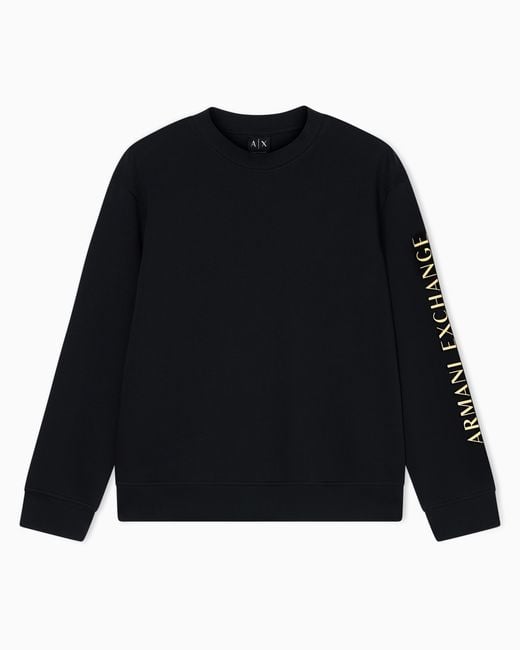 ARMANI EXCHANGE Black Crewneck Sweatshirt With Logo And Horse Print On The Back for men