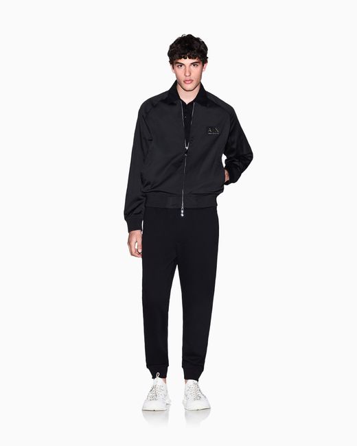 ARMANI EXCHANGE Black French Terry Cotton Joggers for men