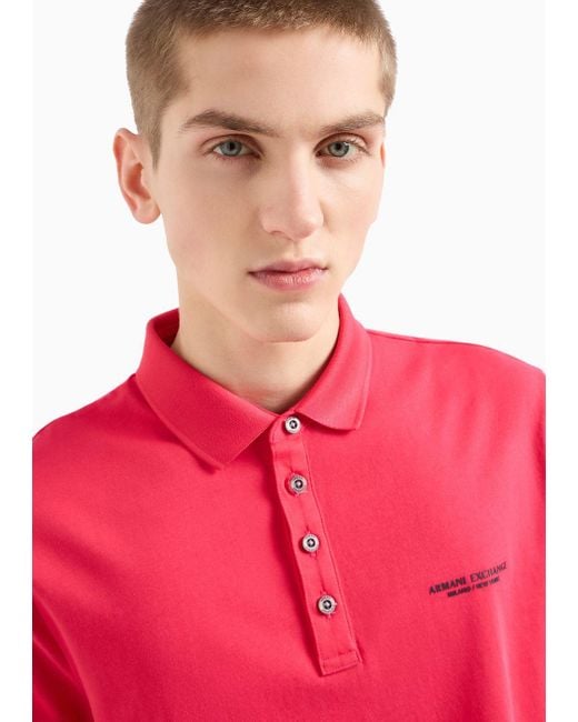 Armani Exchange Pink Milano New York Cotton Polo Shirt for men