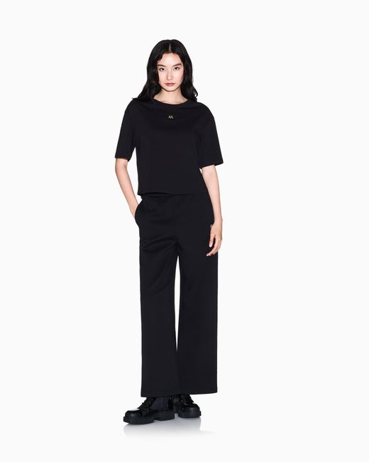 ARMANI EXCHANGE Black Cropped Cotton Jersey T-Shirt