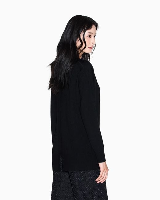 ARMANI EXCHANGE Blue Oversized Wool Blend Cardigan
