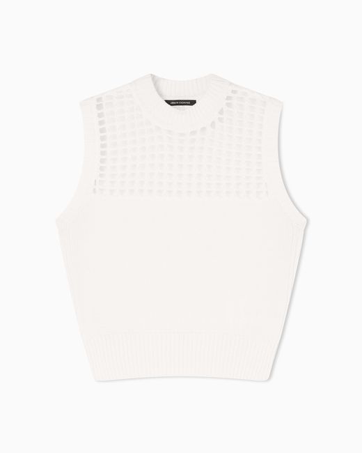ARMANI EXCHANGE White Fine Knit Cotton Top