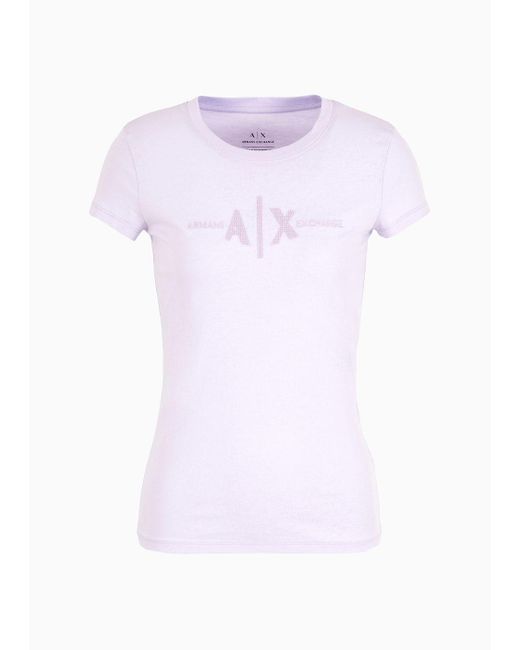 Armani Exchange White Slim Fit T-shirt In Asv Organic Cotton