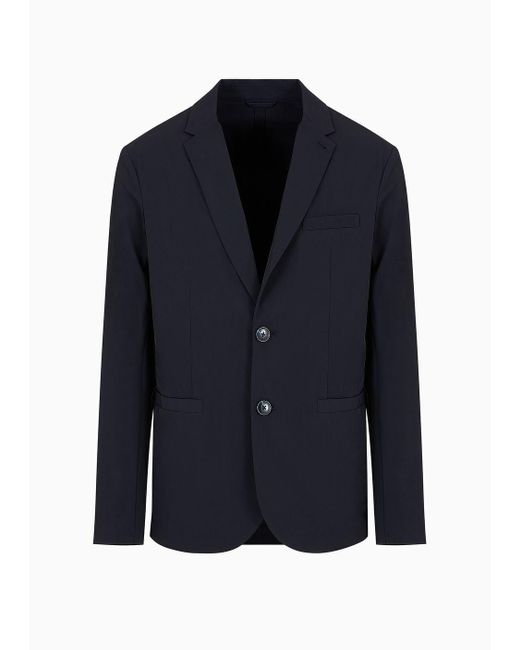 Armani Exchange Blue Single-breasted Ultra-stretch Twill Jacket for men