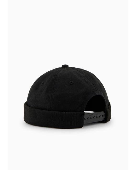 Armani Exchange Black Cotton Twill Hat