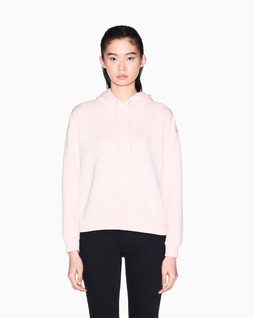 ARMANI EXCHANGE Pink Scuba Hoodie With Lettering Logo