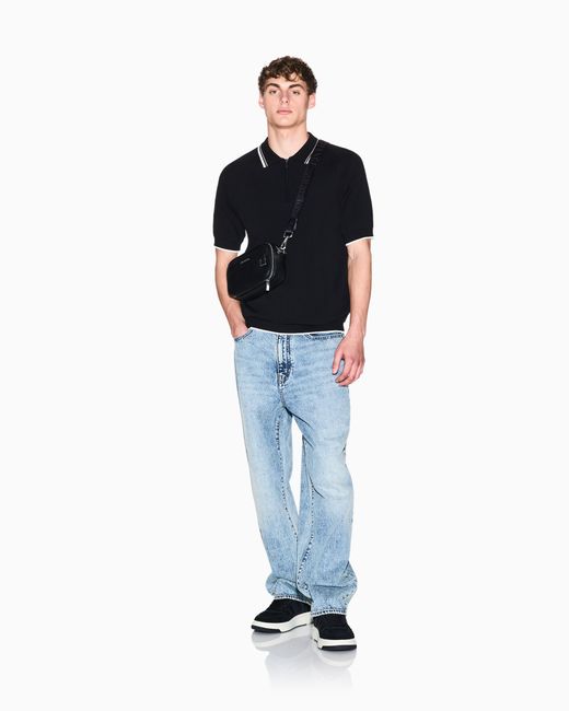 ARMANI EXCHANGE Black Cotton Polo Shirt for men