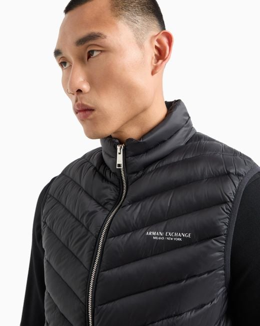 ARMANI EXCHANGE Black Double-Face Padded Sleeveless Down Jacket for men