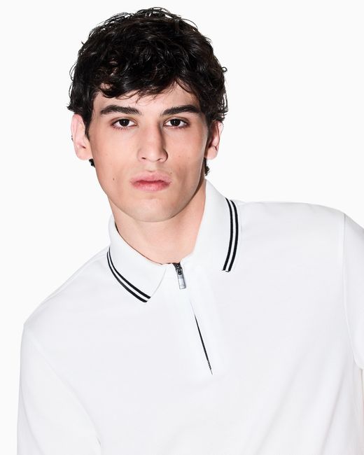 ARMANI EXCHANGE White Regular Fit Cotton Polo Shirt for men