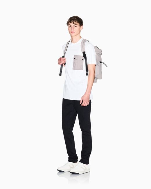 ARMANI EXCHANGE White Regular Fit T-Shirt With Patch Pocket for men