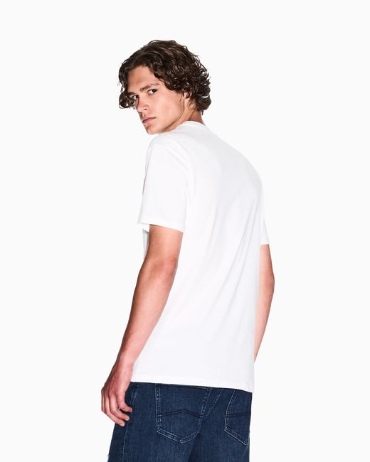 Camiseta De Corte Regular Con Logo Estampado En El Pecho ARMANI EXCHANGE de hombre de color White