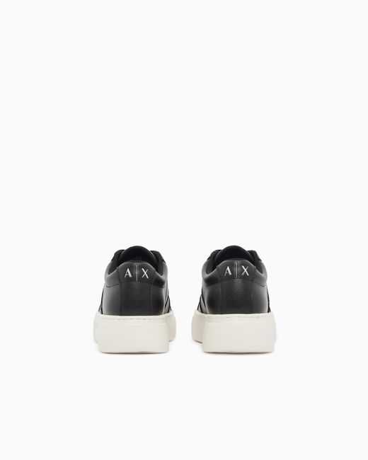 ARMANI EXCHANGE White Low Cut Sneakers With Mesh And Mini-Tumbled Finish