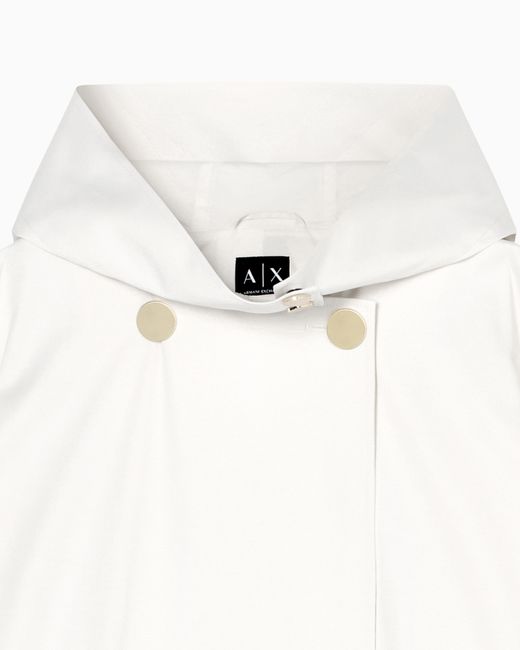 ARMANI EXCHANGE White Satin Nylon And Cotton Parka With Hood