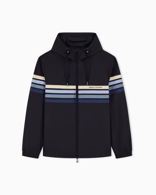 ARMANI EXCHANGE Blue Minimal Chic Stretch Nylon Technical Blouson for men