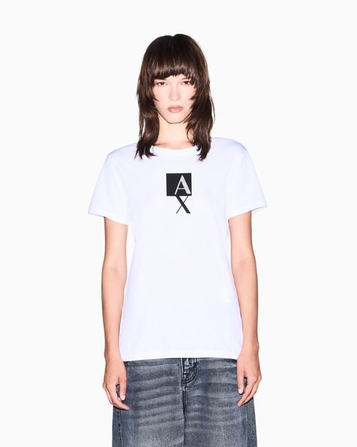 ARMANI EXCHANGE White Regular Fit T-Shirt