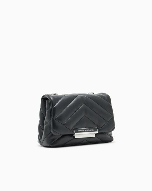 ARMANI EXCHANGE Black Technical Mini Bag With Chevron Quilting