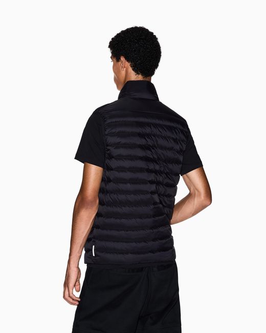 ARMANI EXCHANGE Blue Quilted Full-Zip Down Vest With A High Collar Essential for men
