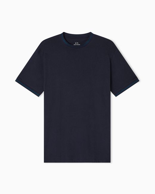 ARMANI EXCHANGE Blue Regular Fit T-Shirt With Contrasting Piping for men