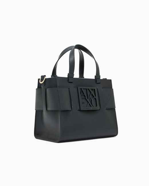 ARMANI EXCHANGE Black Shopping Bag With Monogram