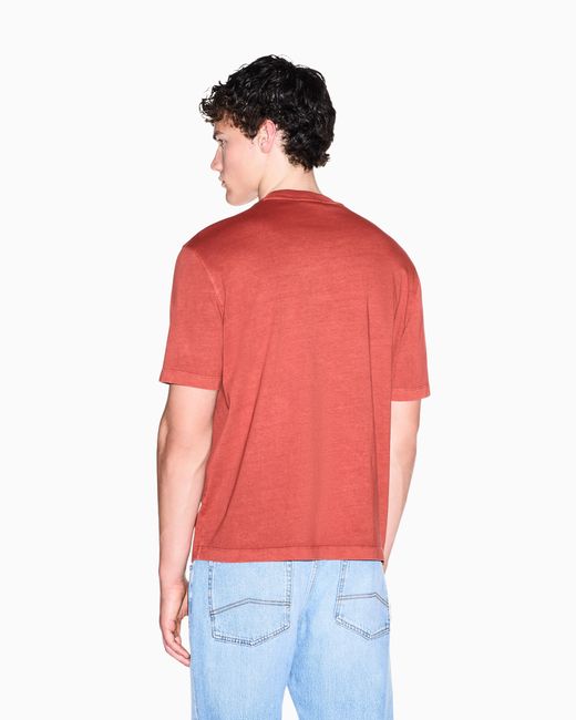 ARMANI EXCHANGE Red Regular T-Shirt Garment-Dyed Cotton Jersey for men