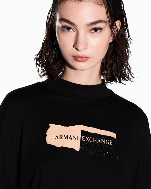 ARMANI EXCHANGE Black Crewneck Sweatshirt