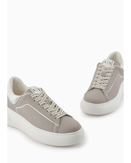Armani Exchange White Leather Sneakers With Contrasting Detail