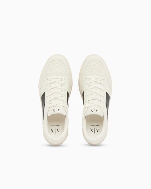 ARMANI EXCHANGE White Technical Fabric Sneakers for men