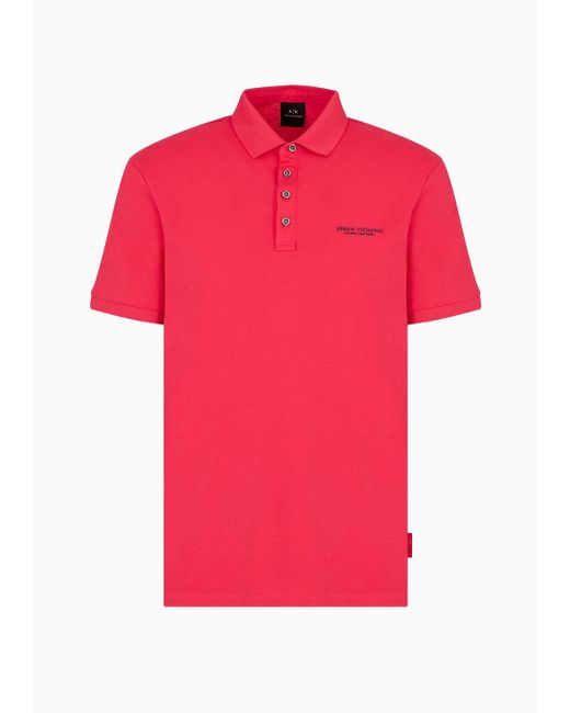 Armani Exchange Pink Milano New York Cotton Polo Shirt for men