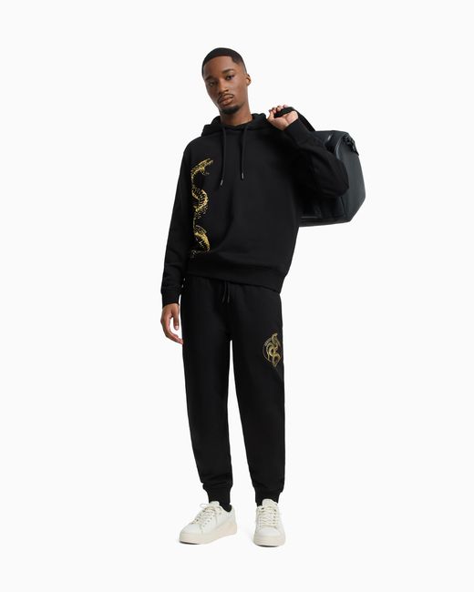 ARMANI EXCHANGE Black Hoodie With Maxi Print for men