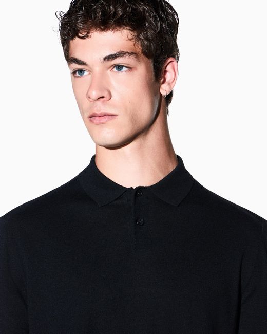 ARMANI EXCHANGE Blue Regular Fit Knit Polo for men