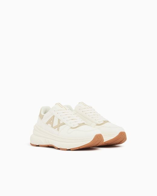 ARMANI EXCHANGE White Sneakers With Metallic Details And Rubber Sole