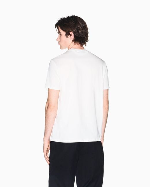 ARMANI EXCHANGE White Regular Fit T-Shirt With Contrasting Band And Logo for men