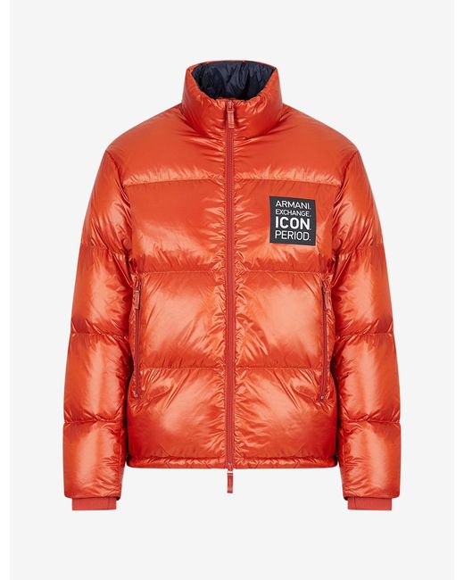 Armani Exchange Puffer Jacket in Orange for Men | Lyst