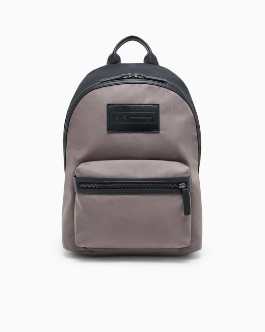 ARMANI EXCHANGE Gray Two-Tone Backpack With Logo for men