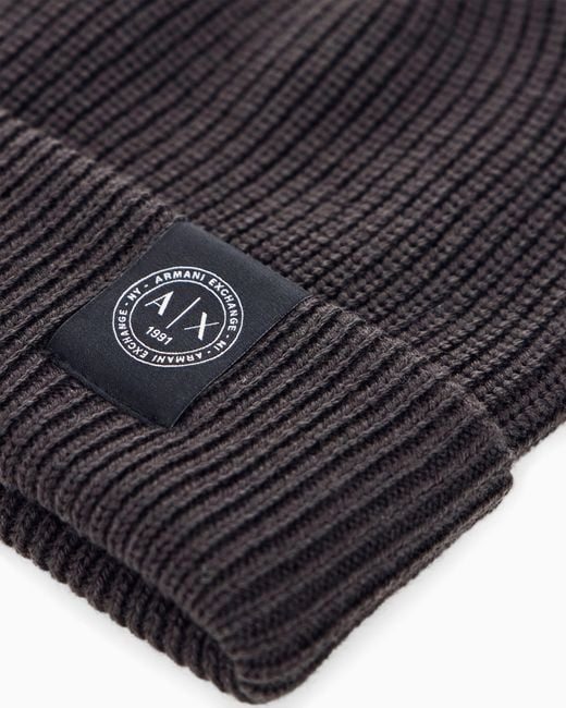 ARMANI EXCHANGE Blue Knitted Beanie Hat for men