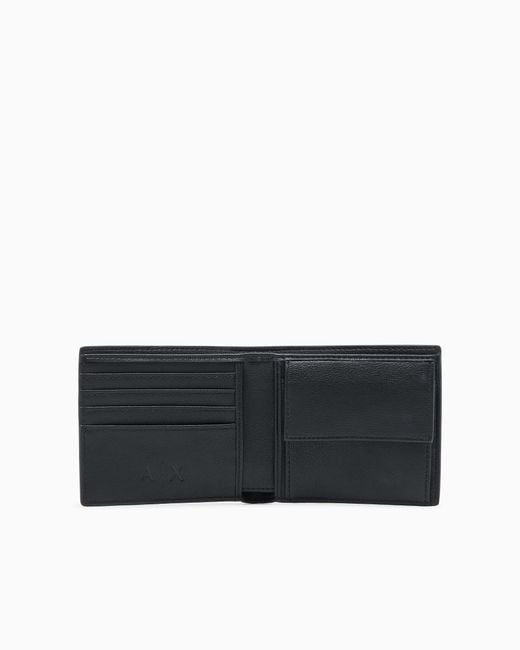 ARMANI EXCHANGE White Minimal Wallet With Hammered Texture for men