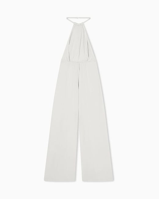 ARMANI EXCHANGE White Scuba Fabric Suit With Open Back