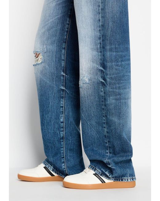 Jeans J52 Low Rise Relaxed In Rigid Cotton Denim di Armani Exchange in Blue