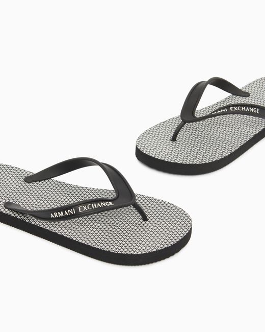 ARMANI EXCHANGE White Pool Flip Flops for men