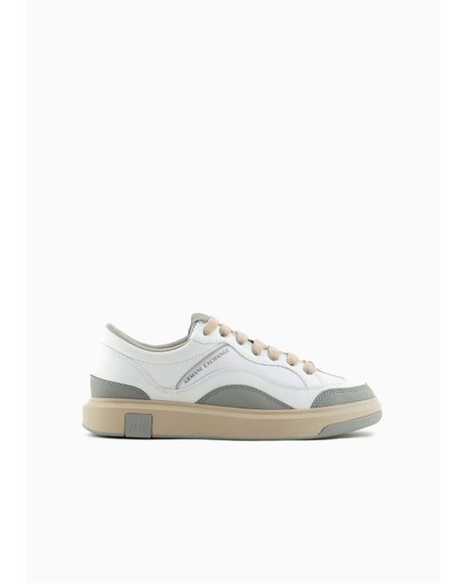 Armani Exchange Mesh Sneakers With Contrasting Details in White for Men
