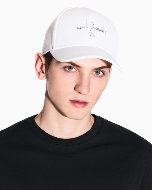 Gorra Con Visera Y Logo ARMANI EXCHANGE de hombre de color White