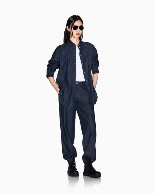 ARMANI EXCHANGE Blue Chambray Fabric Trousers
