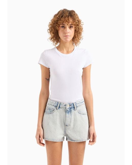 Shorts Baggy Fit In Denim Washed di Armani Exchange in Blue