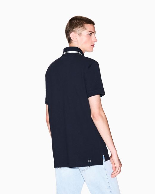 Polo De Algodón De Corte Regular ARMANI EXCHANGE de hombre de color Blue