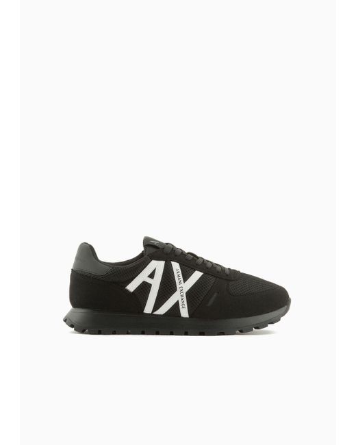 Armani Exchange Black Sneakers With Mesh And Eco-suede Inserts for men