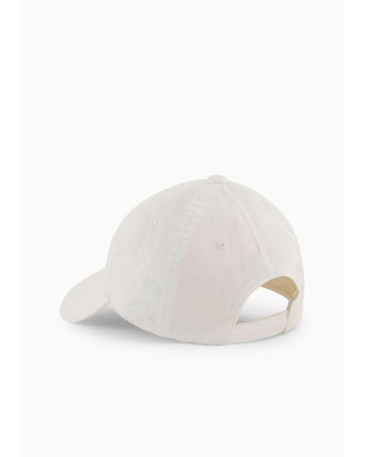 Armani Exchange White Cotton Peaked Hat With Logo