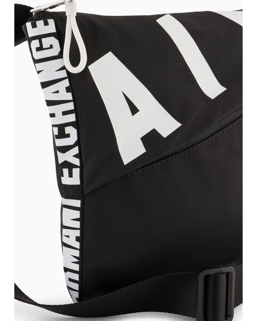 Armani Exchange Black Crossbody Bag With Maxi Logo for men