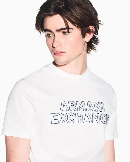 ARMANI EXCHANGE White Slim Fit Cotton T-Shirt for men