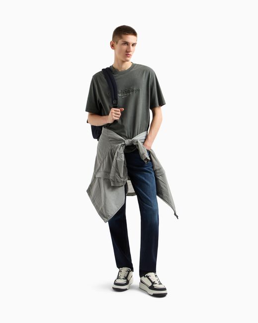 ARMANI EXCHANGE T-Shirt Aus Gebrauchter Baumwolle Mit Normaler Passform in Gray für Herren
