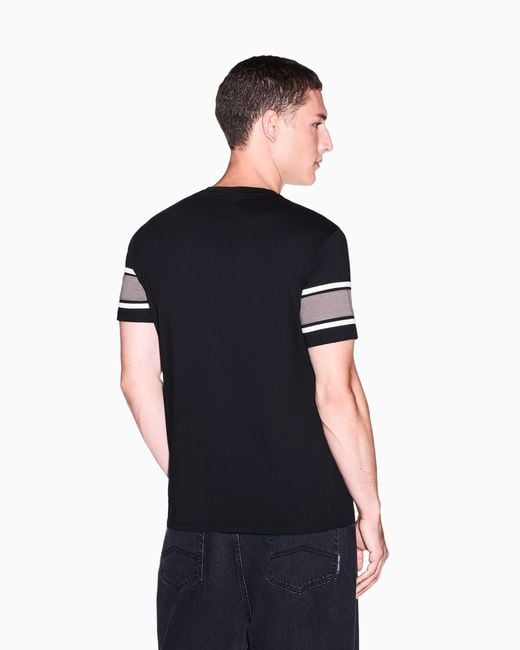 ARMANI EXCHANGE Black Slim Fit T-Shirt Cotton Jersey for men